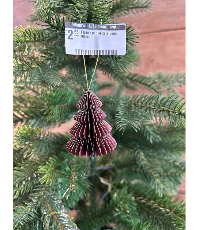 Figuur papier kerstboom maroon