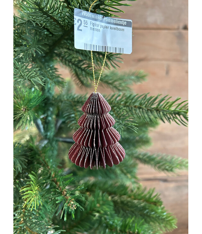 Figuur papier kerstboom maroon