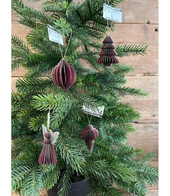 Figuur papier kerstboom maroon