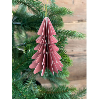 # Kerstboom papier hangdeco lichtroze (6) - 10cm