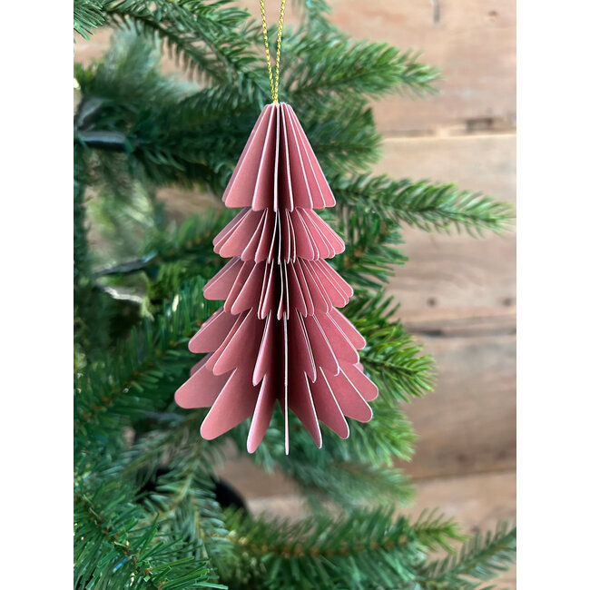 # Kerstboom papier hangdeco lichtroze (6)