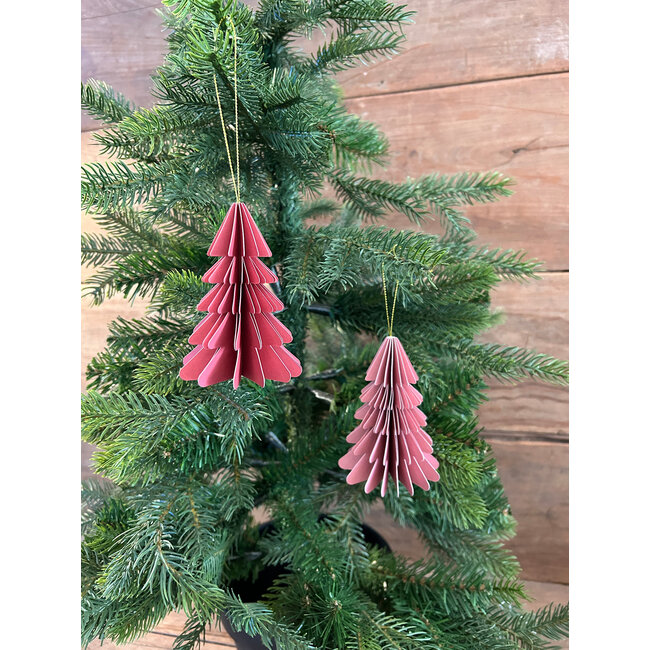 # Kerstboom papier hangdeco lichtroze (6) - 10cm