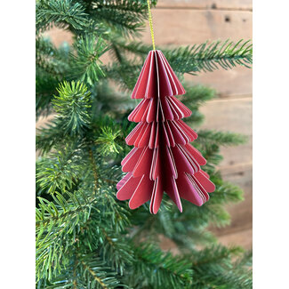# Kerstboom papier hangdeco donker roze (7) - 10 cm