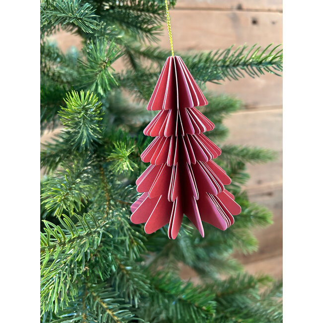 # Kerstboom papier hangdeco donker roze (7)