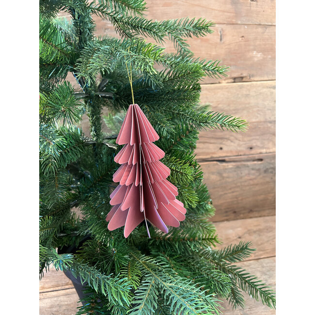 # Kerstboom papier hangdeco 15 cm licht roze (9)