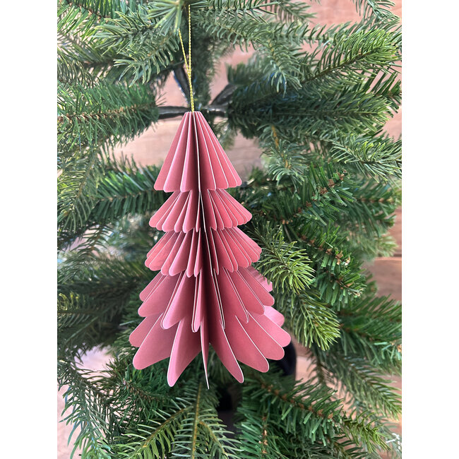 # Kerstboom papier hangdeco 15 cm licht roze (9)