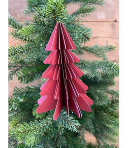 Kerstboom papier hangdeco 15 cm donker roze (8)