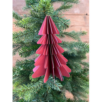 # Kerstboom papier hangdeco 15 cm donker roze (8)
