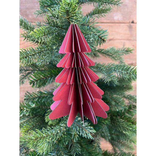 # Kerstboom papier hangdeco 15 cm donker roze (8)