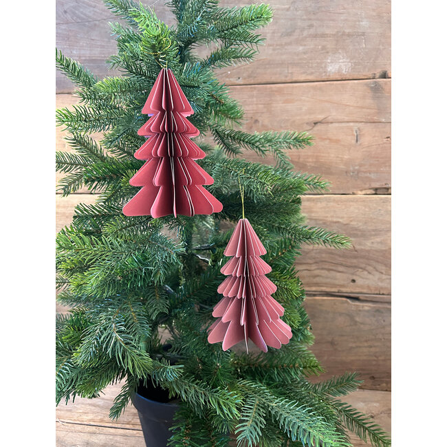 # Kerstboom papier hangdeco 15 cm donker roze (8)