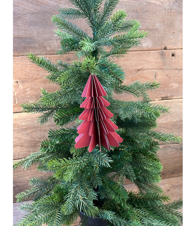 Kerstboom papier hangdeco 15 cm donker roze (8)