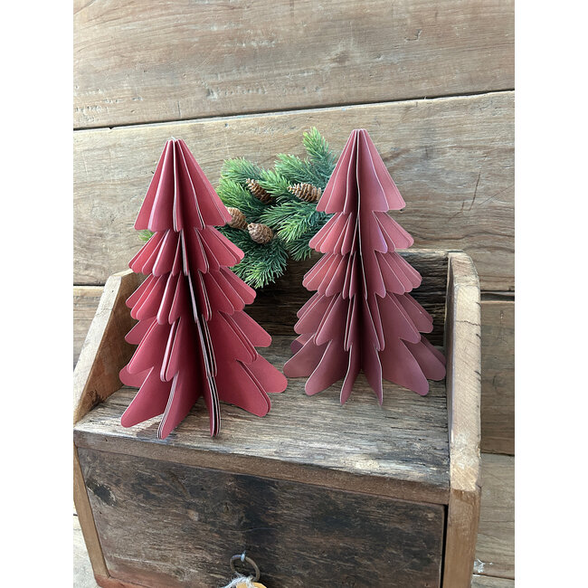 # Kerstboom papier 23 cm donker roze (12)
