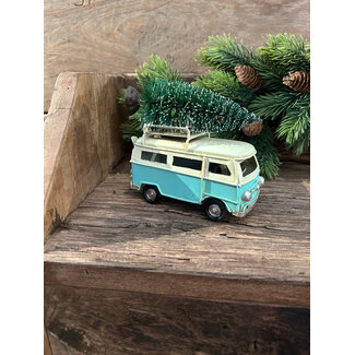 # Blauwe/witte vw bus kerst