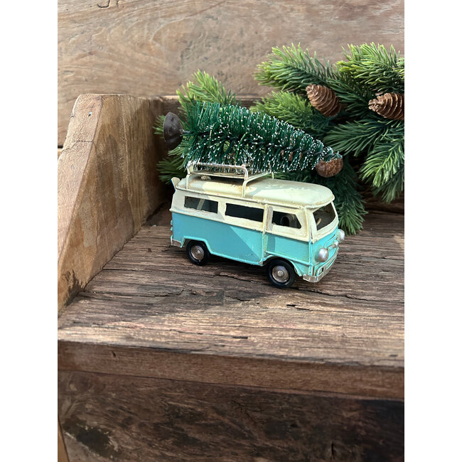 # Blauwe/witte vw bus kerst