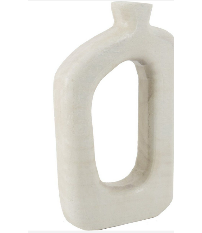 ### Houten donut vaas wit 18x6x31cm