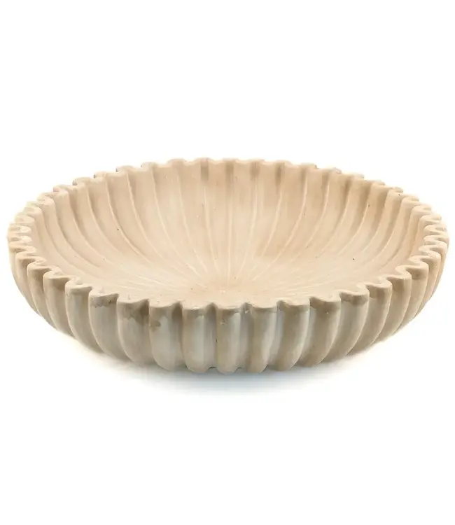 Aardewerk tray ribbel beige 30x30x7cm