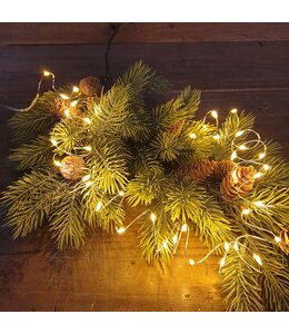 Micro LED stringlights steady BO binnen - 195 cm - zilver/klassiek warm - 40 lamps