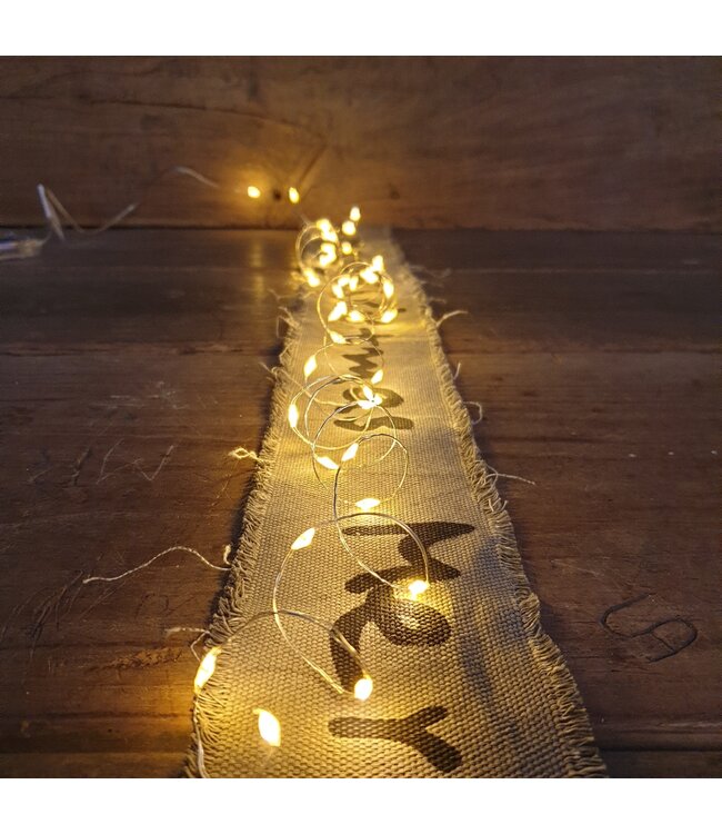 Micro LED stringlights steady BO binnen - 195 cm - zilver/klassiek warm - 40 lamps