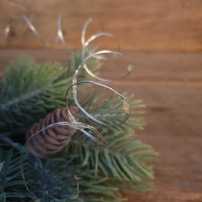 Micro LED stringlights steady BO binnen - 195 cm - zilver/klassiek warm - 40 lamps