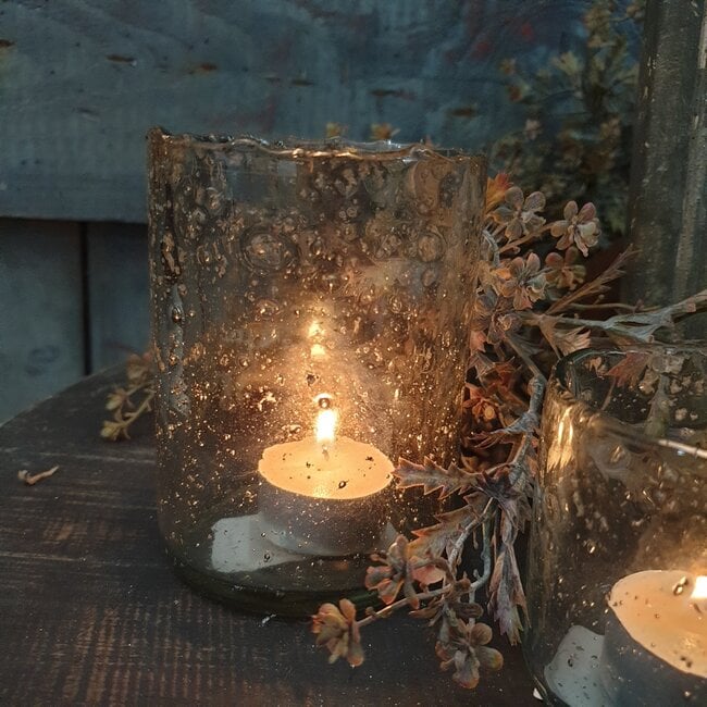 Cylinder - bubbelglas - 8 x 11 cm - excl. waxinehanger