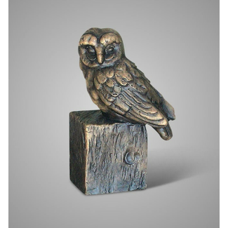 Owl at a Statue Majestic Brown D.14 H.20