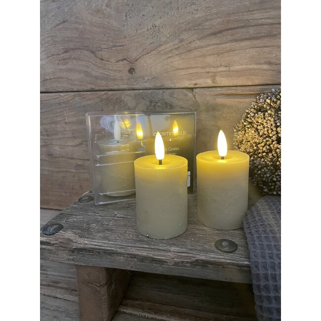 # Set van 2 ledkaarsen taupe/beige - 5 x 6,5 cm - excl. 2AAA batterijen