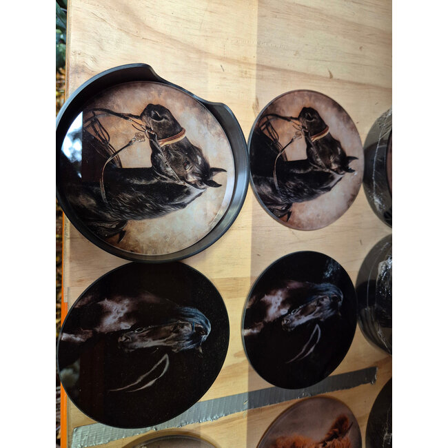 # 997 - Set van 4 onderzetters plexiglas - Paarden - 10 cm