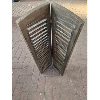 Dubbel louvreluik - hout -bruine finish - 2 x 25 cm x 90 cm