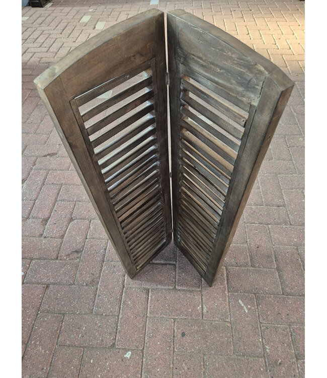 Dubbel louvreluik - hout -bruine finish - 2 x 25 cm x 90 cm