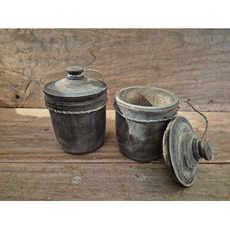# Mix - Houten potje met deksel - ca. 9 x 13 cm - per stuk