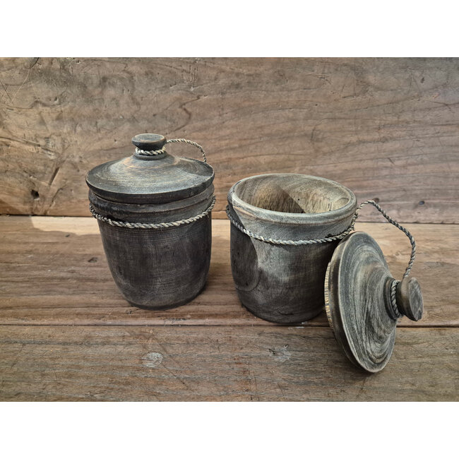 # Mix - Houten potje met deksel - ca. 9 x 13 cm - per stuk