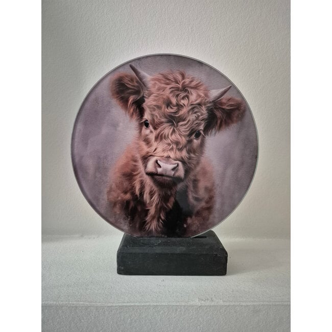 # Mix - Glasplaat rond incl houder - 18 x 20 cm - diverse afbeeldingen mogelijk