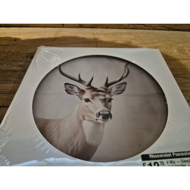 Mix - Glasplaat rond incl houder - 18 x 20 cm - diverse afbeeldingen mogelijk