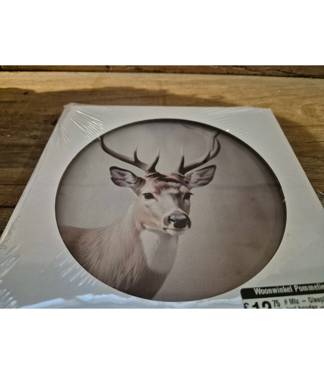 ## wordt niet verzonden  - Mix - Glasplaat rond incl houder - 18 x 20 cm - diverse afbeeldingen mogelijk