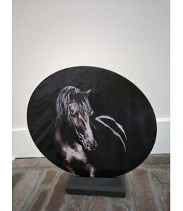 ## wordt niet verzonden - Mix - Glasplaat rond incl houder - 30 x 32 cm - diverse afbeeldingen mogelijk