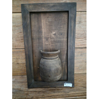 Mix - Houten paneel met vaas - 30 x 50 cm excl. deco