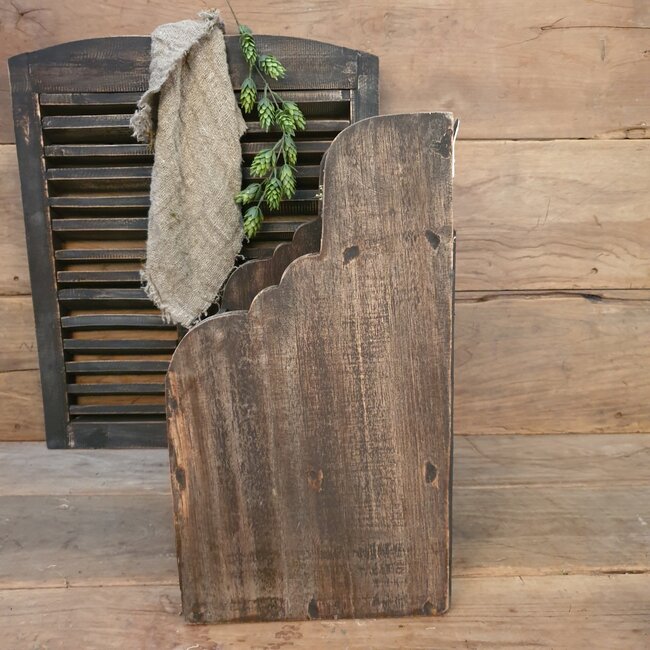 # Donkere houten gruttersbak met lade - 37 x 25 x 45 cm