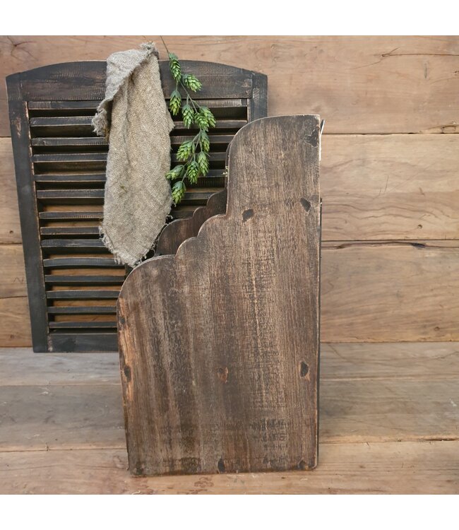 # Donkere houten gruttersbak met lade - 37 x 25 x 45 cm