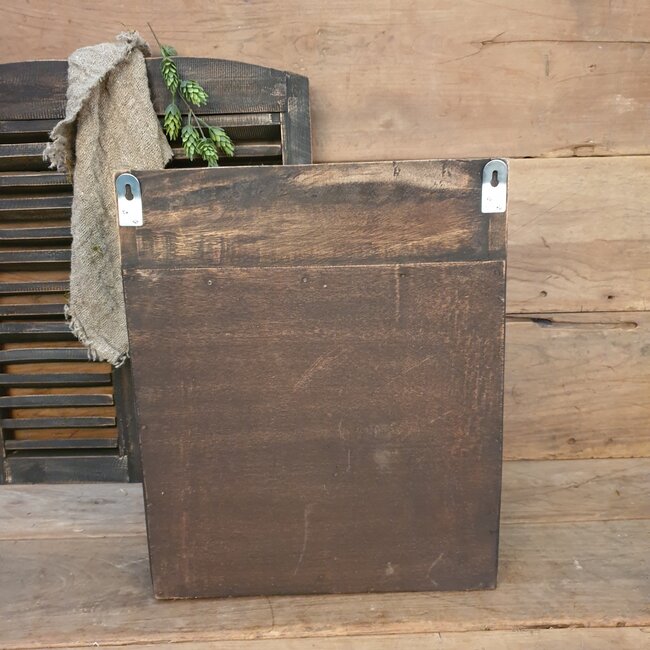 # Donkere houten gruttersbak met lade - 37 x 25 x 45 cm