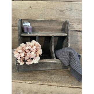 Donkere houten Gruttersbak 3- vaks - 38 x 20 x 32 cm