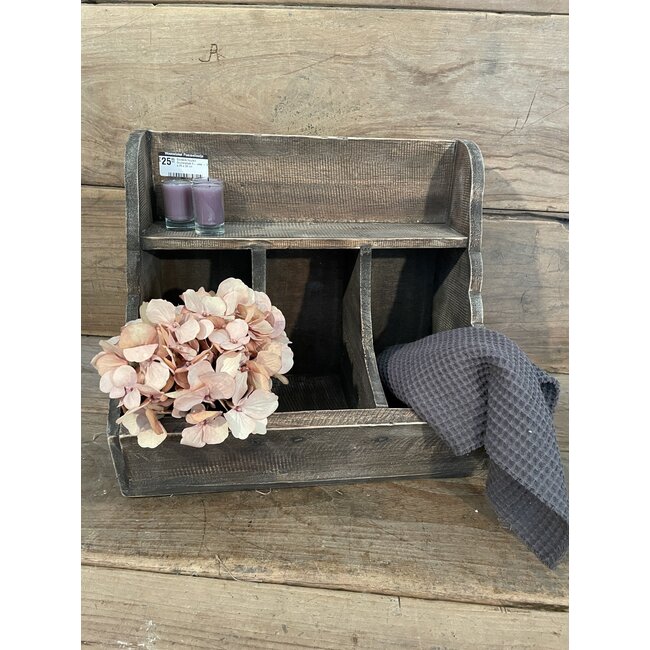 Donkere houten Gruttersbak 3- vaks - 38 x 20 x 32 cm