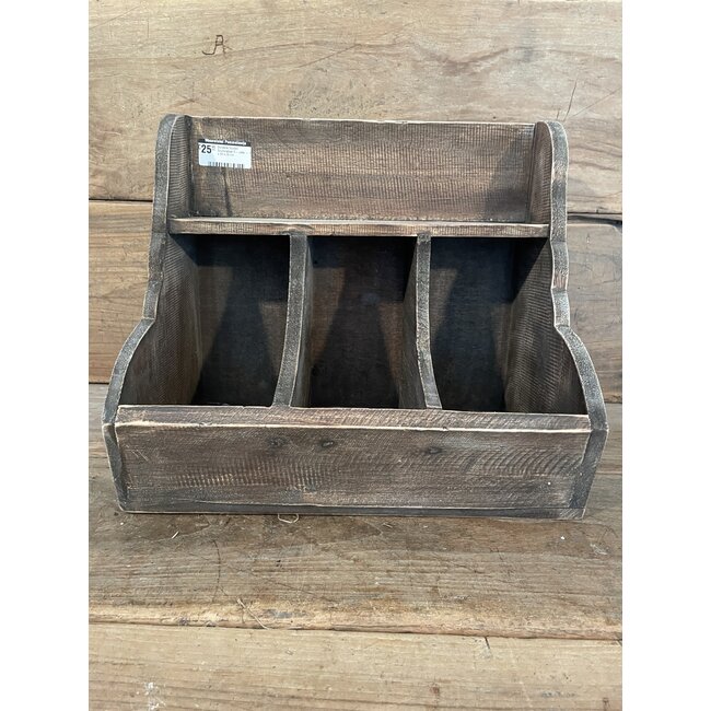 Donkere houten Gruttersbak 3- vaks - 38 x 20 x 32 cm