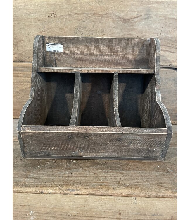 # Donkere houten Gruttersbak 3- vaks - 38 x 20 x 32 cm
