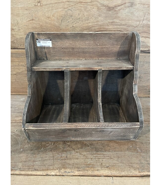 # Donkere houten Gruttersbak 3- vaks - 38 x 20 x 32 cm