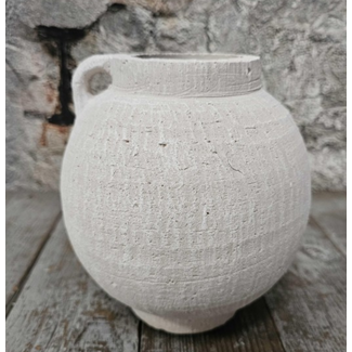 Pors kruik aardewerk wit 18x19cm