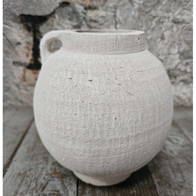 Pors kruik aardewerk wit 18x19cm