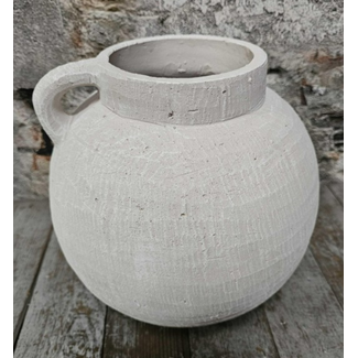 Pors kruik aardewerk wit 29x31cm