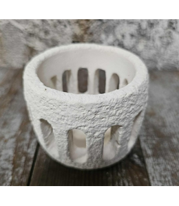 Pors aardewerk windlicht wit 9x8cm