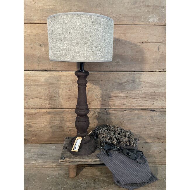 Tafellamp hout Miami umber bruin -14 x 14 x 35 cm