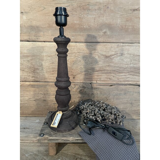 # Tafellamp hout Miami umber bruin -14 x 14 x 35 cm